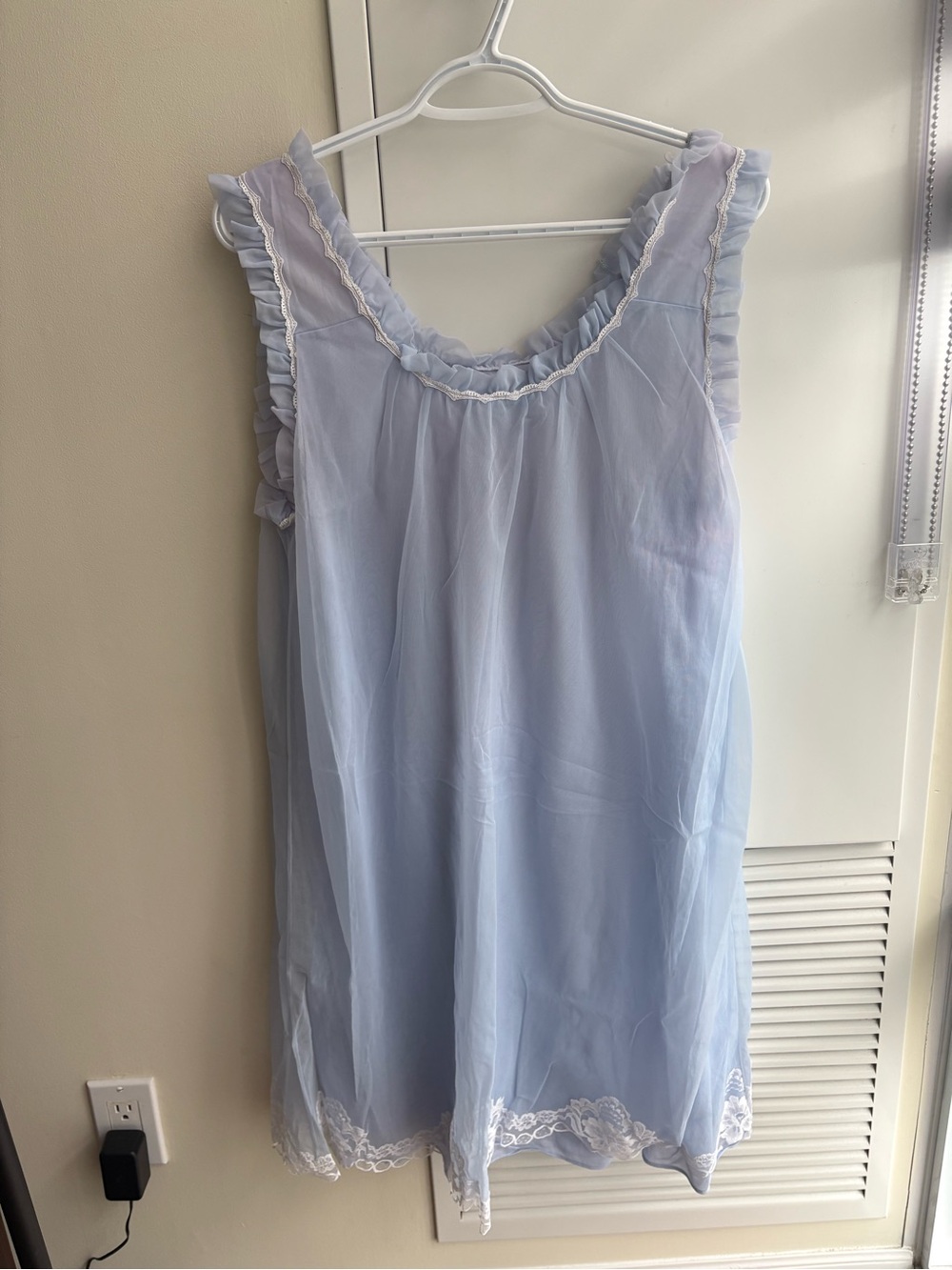 Periwinkle Blue Ruffle Trim Slip Dress